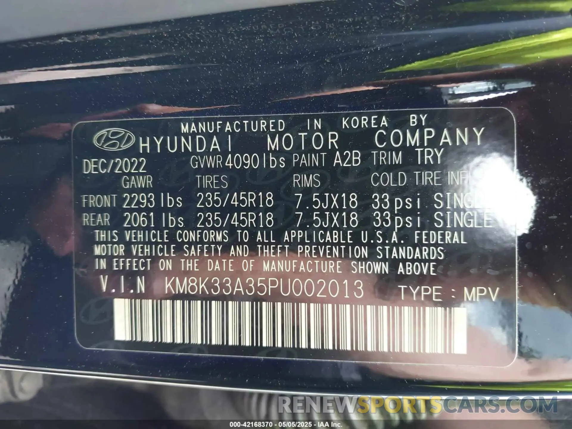 9 Photograph of a damaged car KM8K33A35PU002013 HYUNDAI KONA 2023