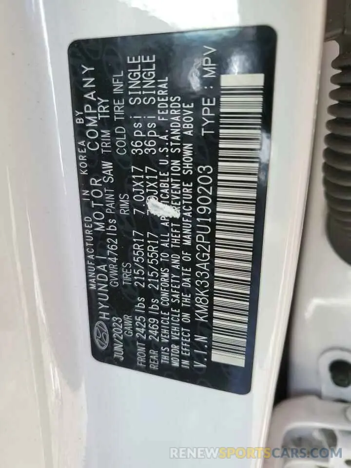 13 Photograph of a damaged car KM8K33AG2PU190203 HYUNDAI KONA 2023