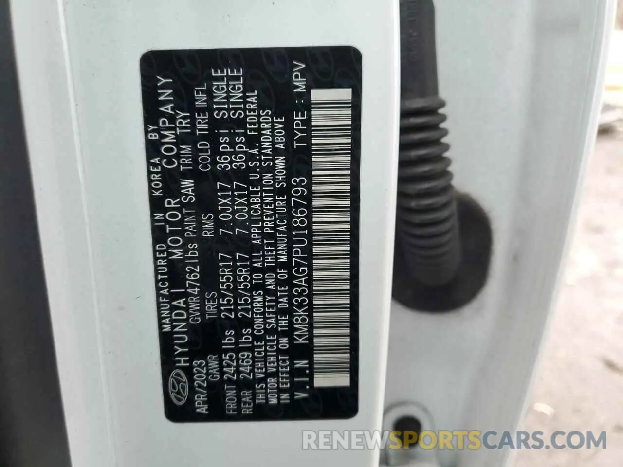 12 Photograph of a damaged car KM8K33AG7PU186793 HYUNDAI KONA 2023