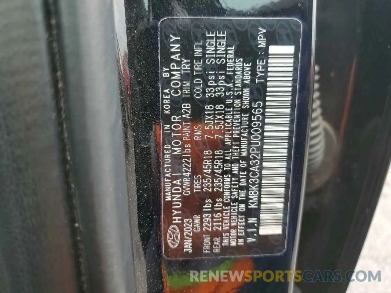 14 Photograph of a damaged car KM8K3CA32PU009565 HYUNDAI KONA 2023