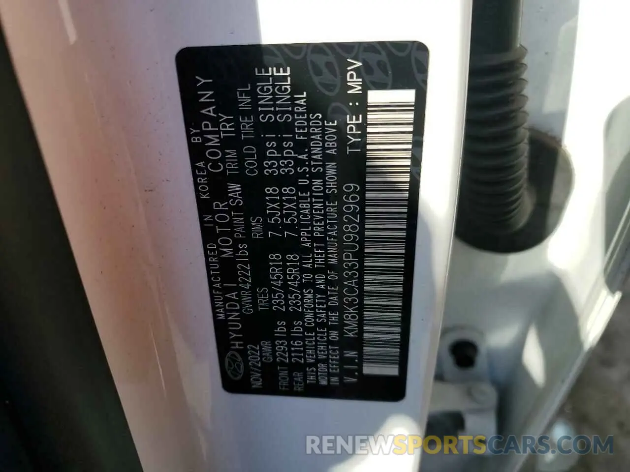 14 Photograph of a damaged car KM8K3CA33PU982969 HYUNDAI KONA 2023