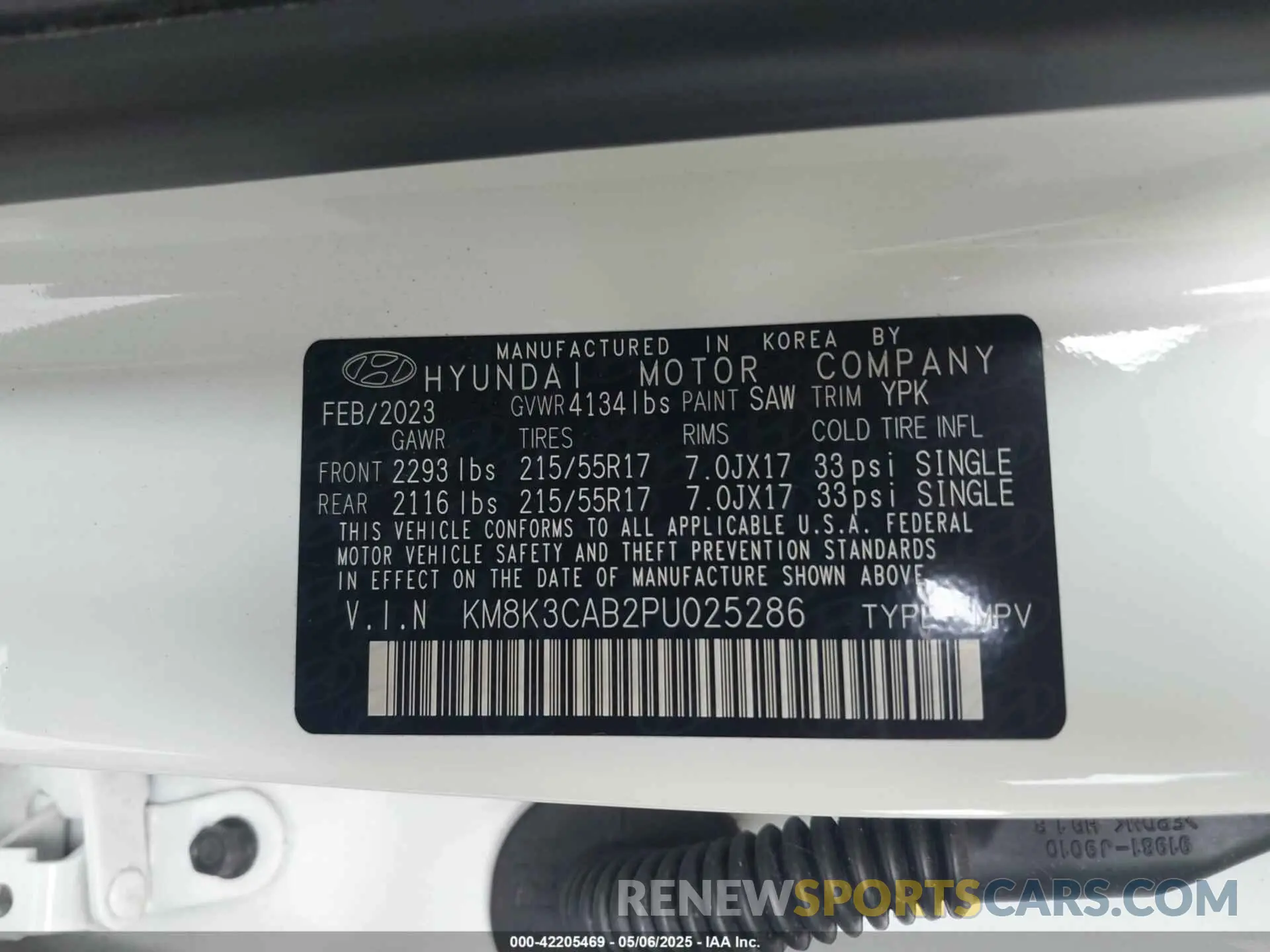 9 Photograph of a damaged car KM8K3CAB2PU025286 HYUNDAI KONA 2023