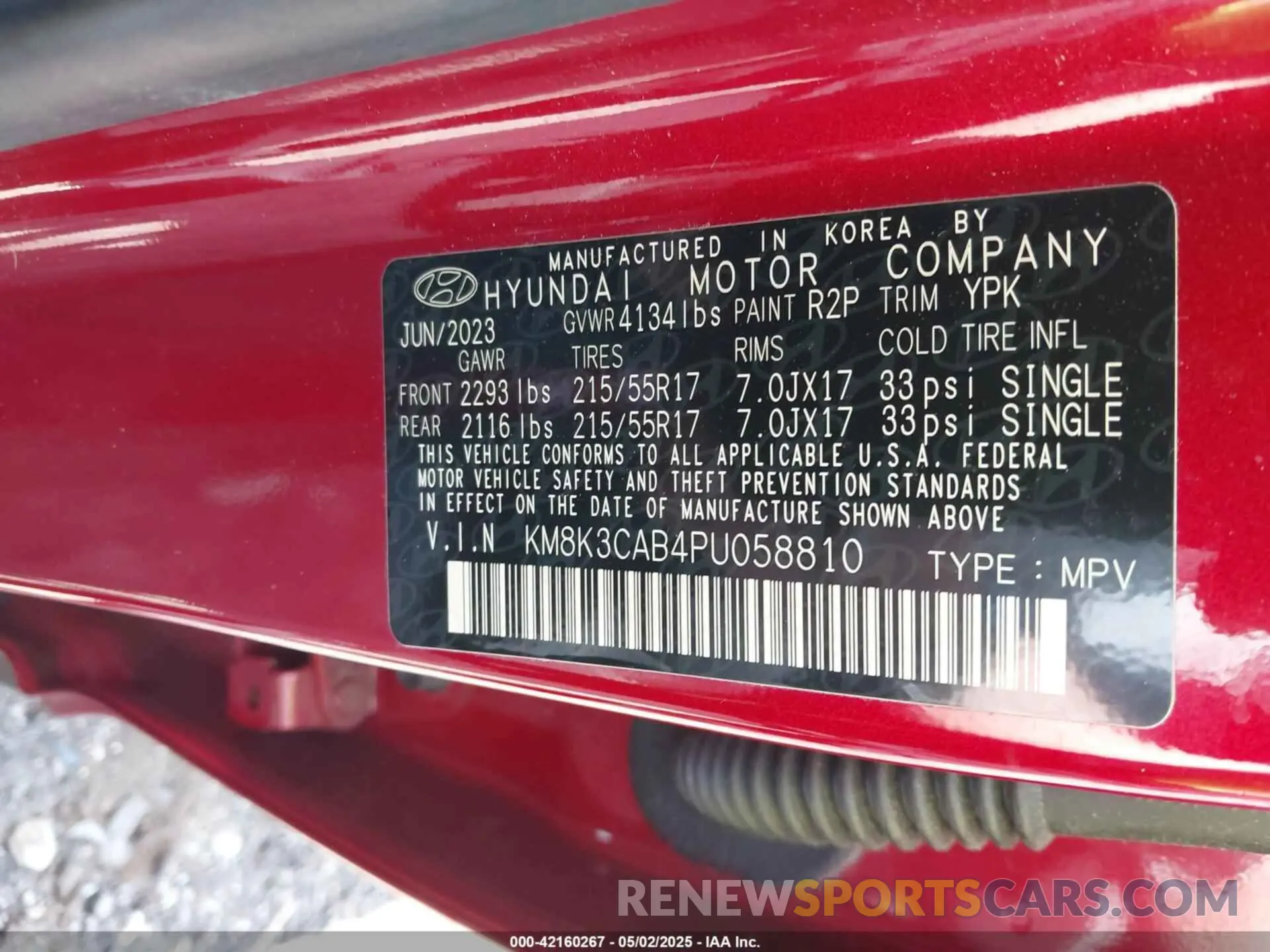 9 Photograph of a damaged car KM8K3CAB4PU058810 HYUNDAI KONA 2023