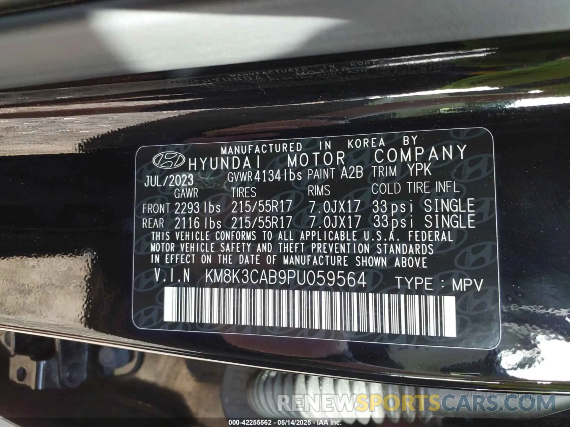 9 Photograph of a damaged car KM8K3CAB9PU059564 HYUNDAI KONA 2023