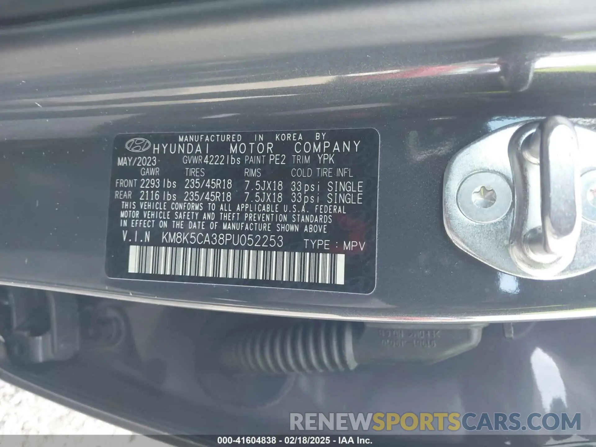 9 Photograph of a damaged car KM8K5CA38PU052253 HYUNDAI KONA 2023