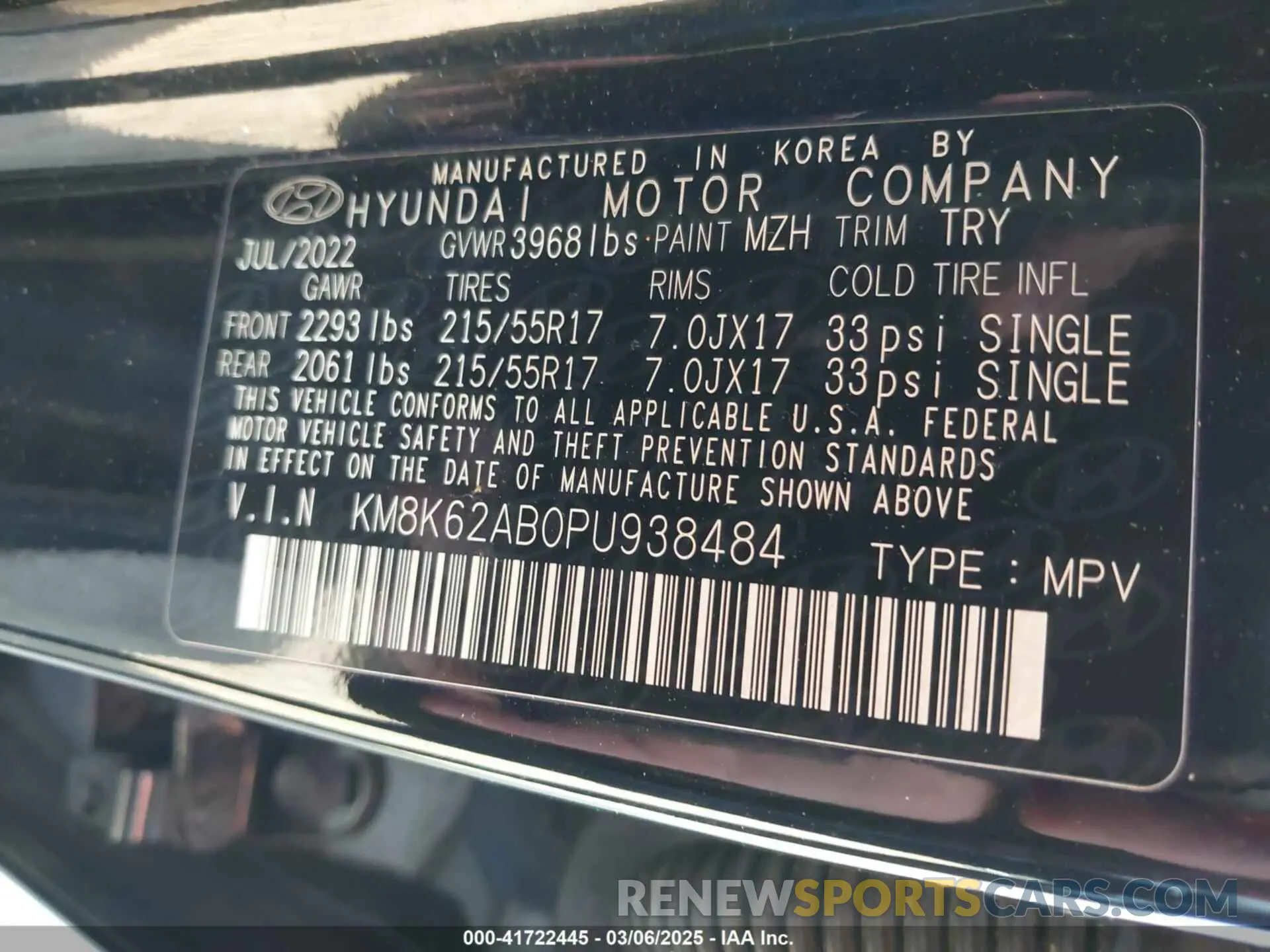 9 Photograph of a damaged car KM8K62AB0PU938484 HYUNDAI KONA 2023