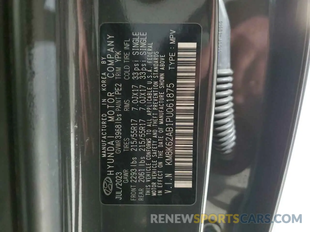 14 Photograph of a damaged car KM8K62AB1PU061875 HYUNDAI KONA 2023