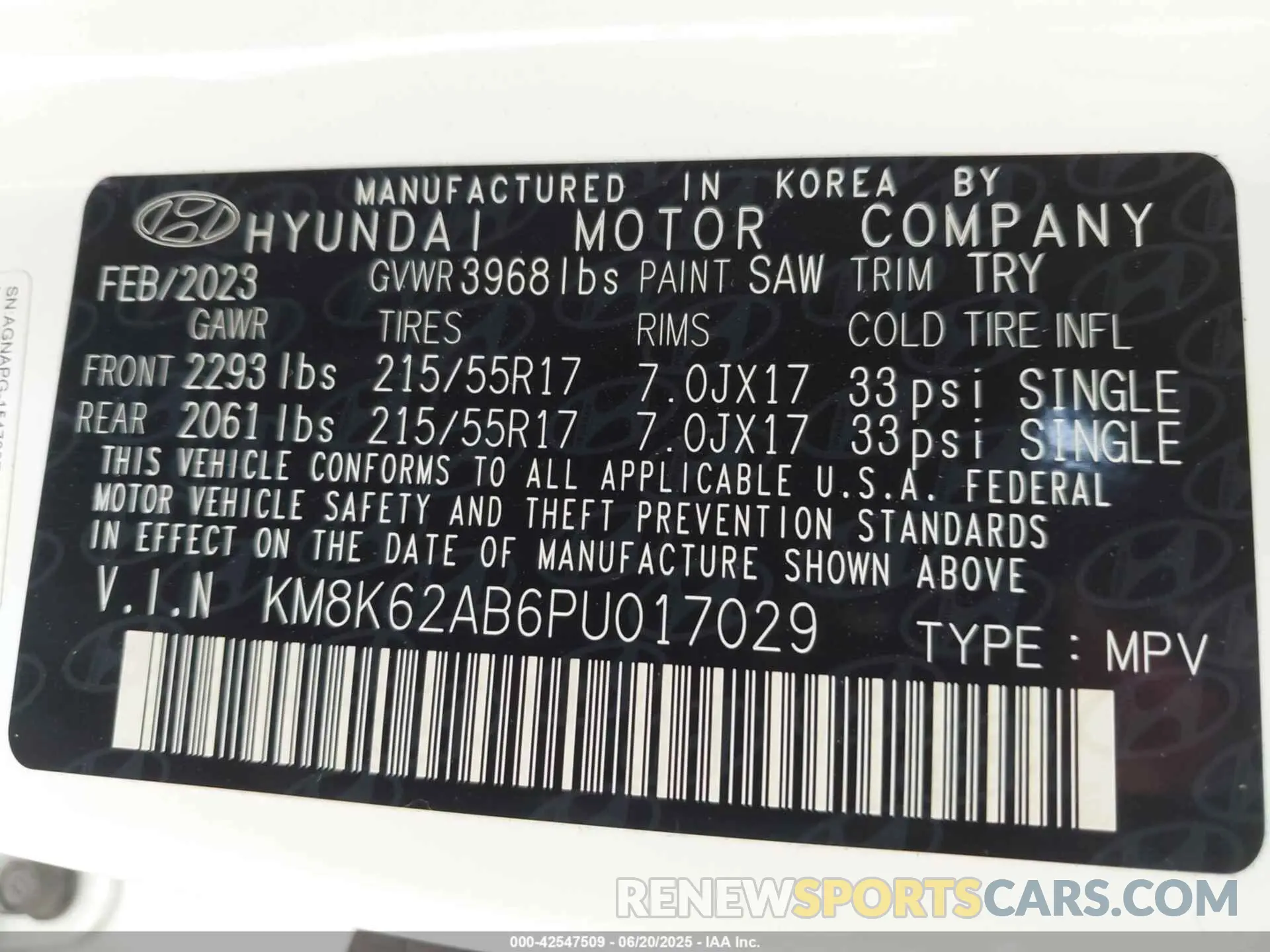 9 Photograph of a damaged car KM8K62AB6PU017029 HYUNDAI KONA 2023
