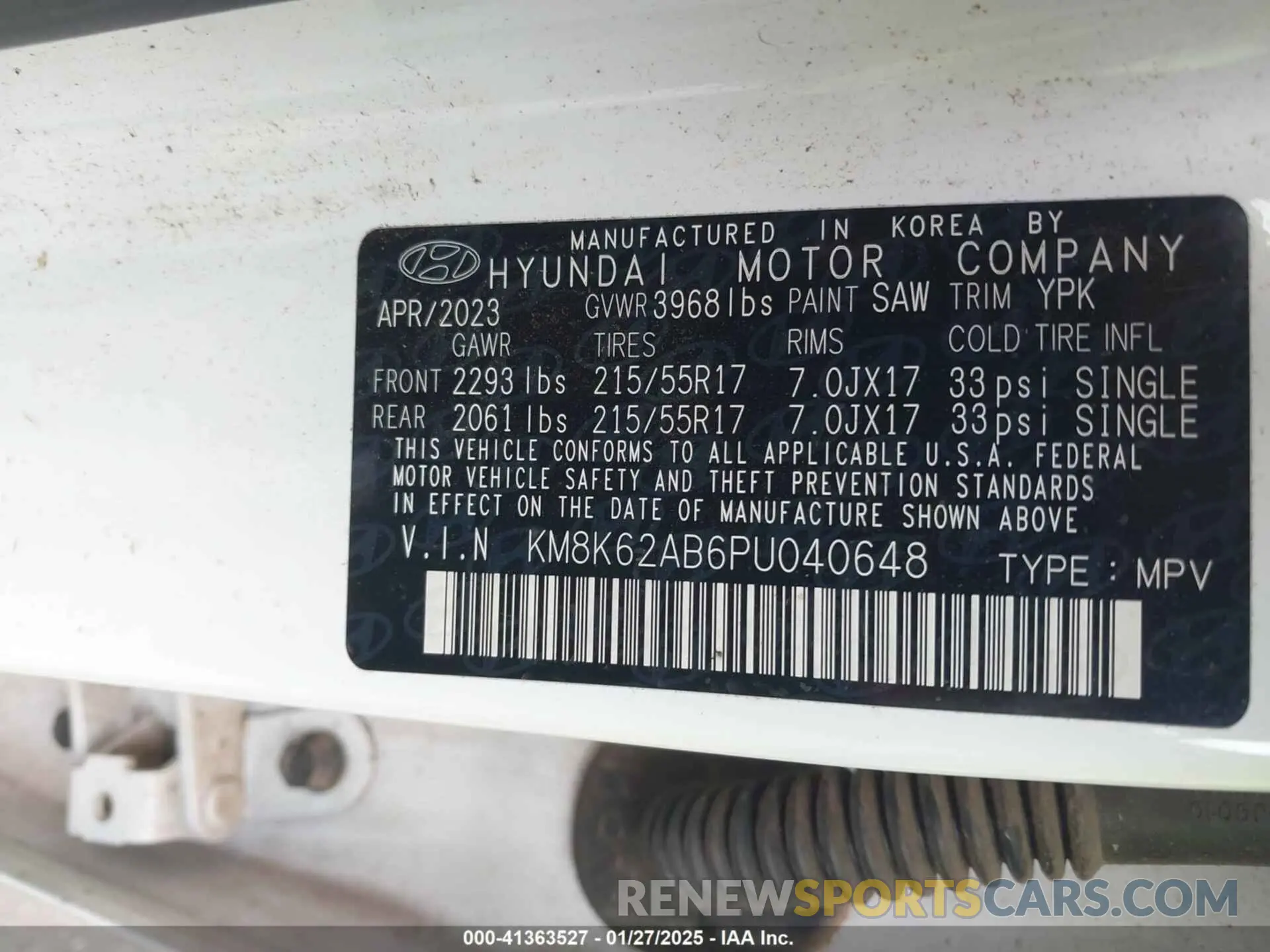 9 Photograph of a damaged car KM8K62AB6PU040648 HYUNDAI KONA 2023