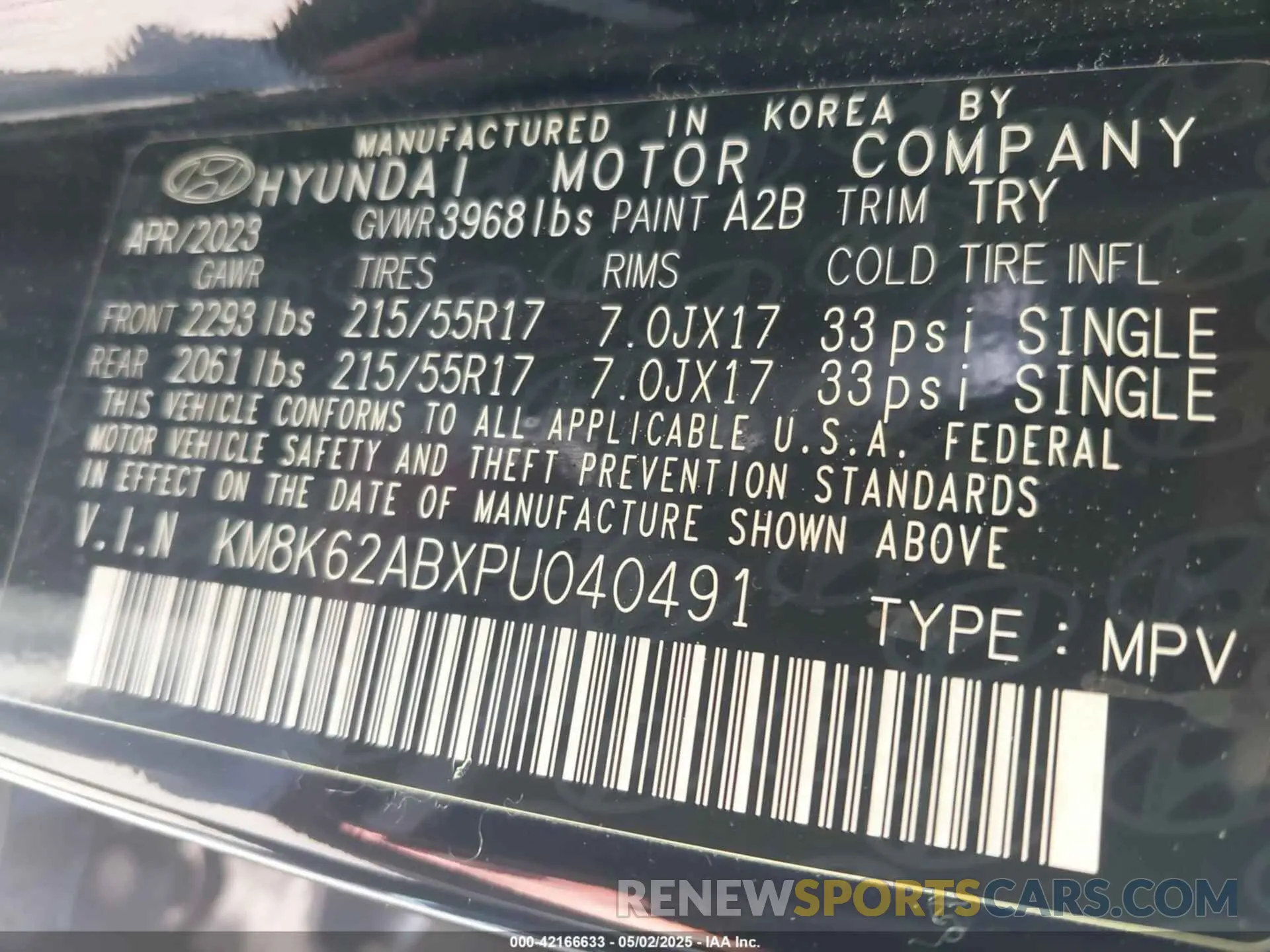 9 Photograph of a damaged car KM8K62ABXPU040491 HYUNDAI KONA 2023