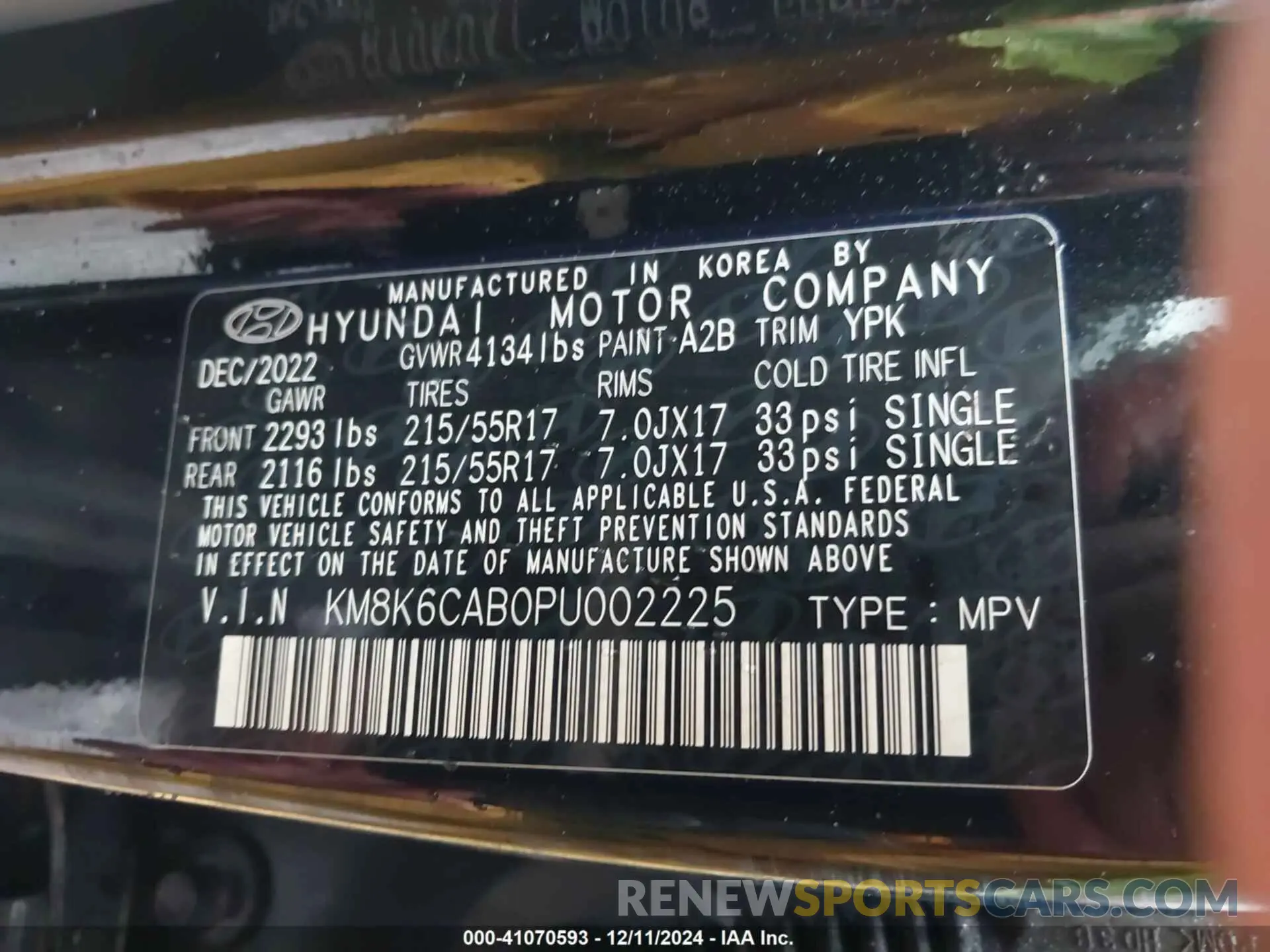 9 Photograph of a damaged car KM8K6CAB0PU002225 HYUNDAI KONA 2023