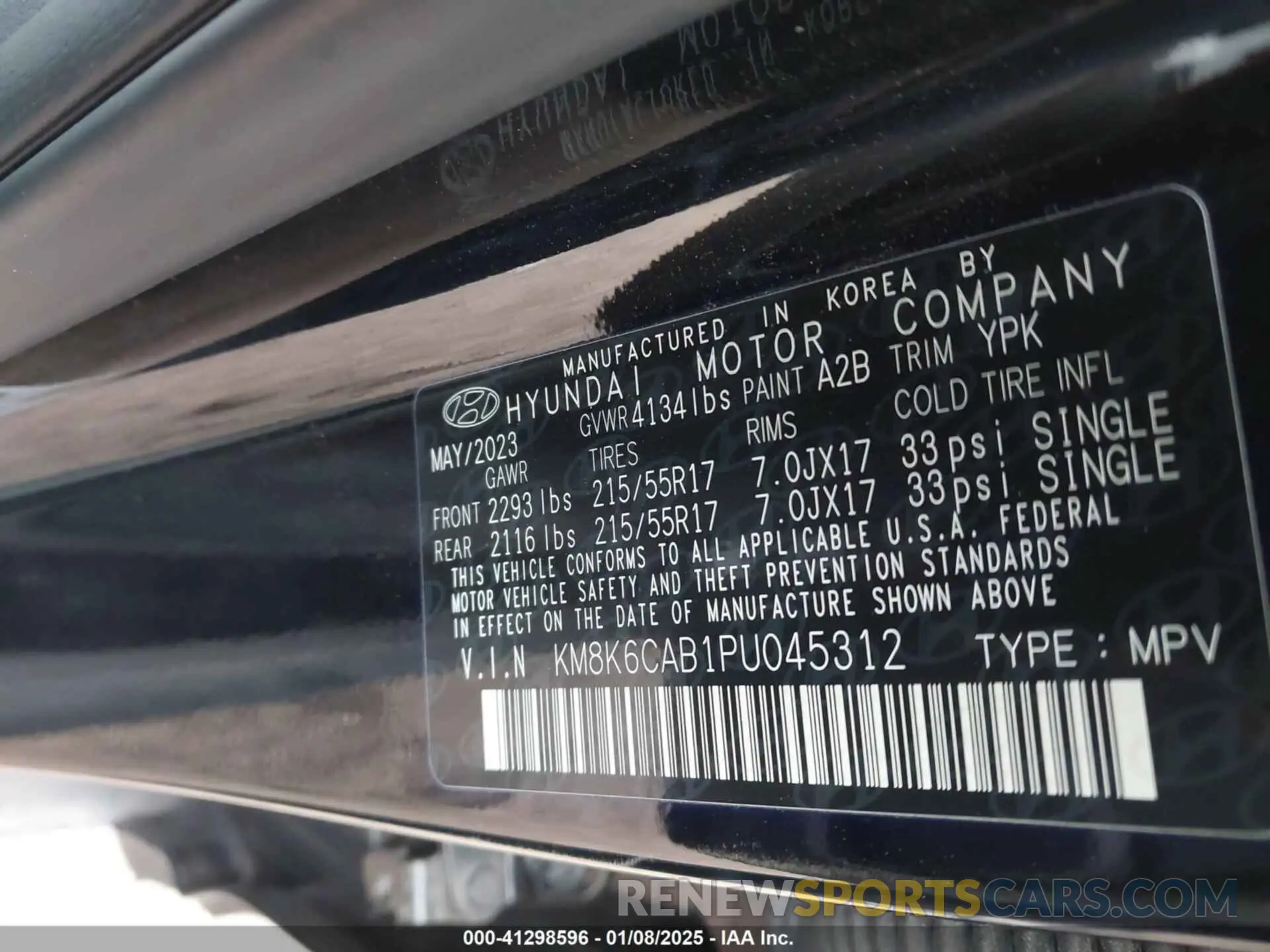 9 Photograph of a damaged car KM8K6CAB1PU045312 HYUNDAI KONA 2023
