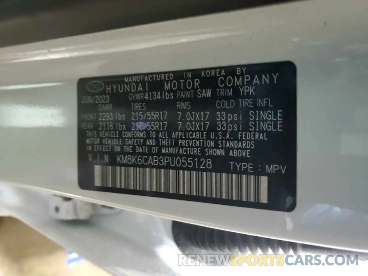12 Photograph of a damaged car KM8K6CAB3PU055128 HYUNDAI KONA 2023