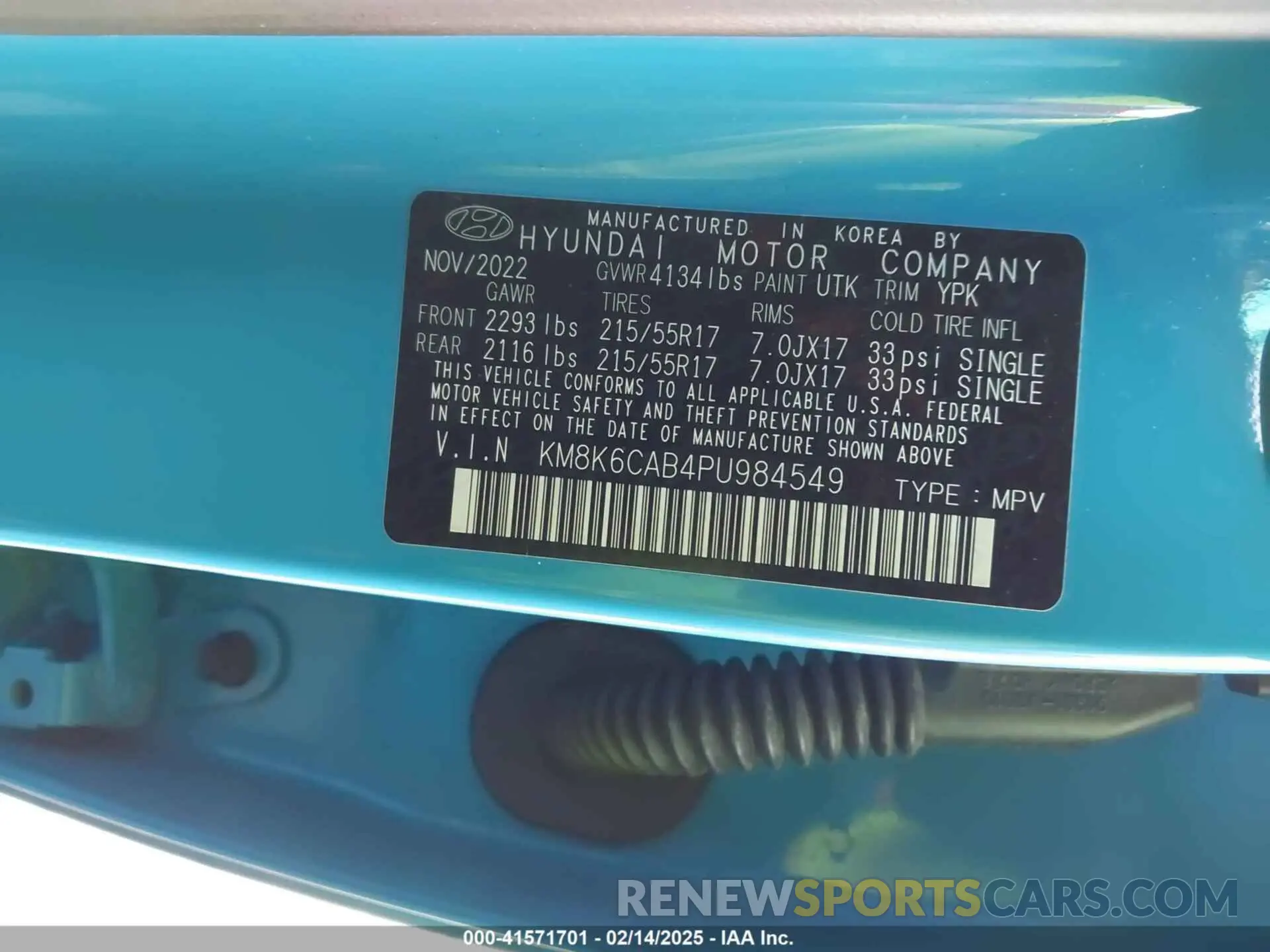 9 Photograph of a damaged car KM8K6CAB4PU984549 HYUNDAI KONA 2023