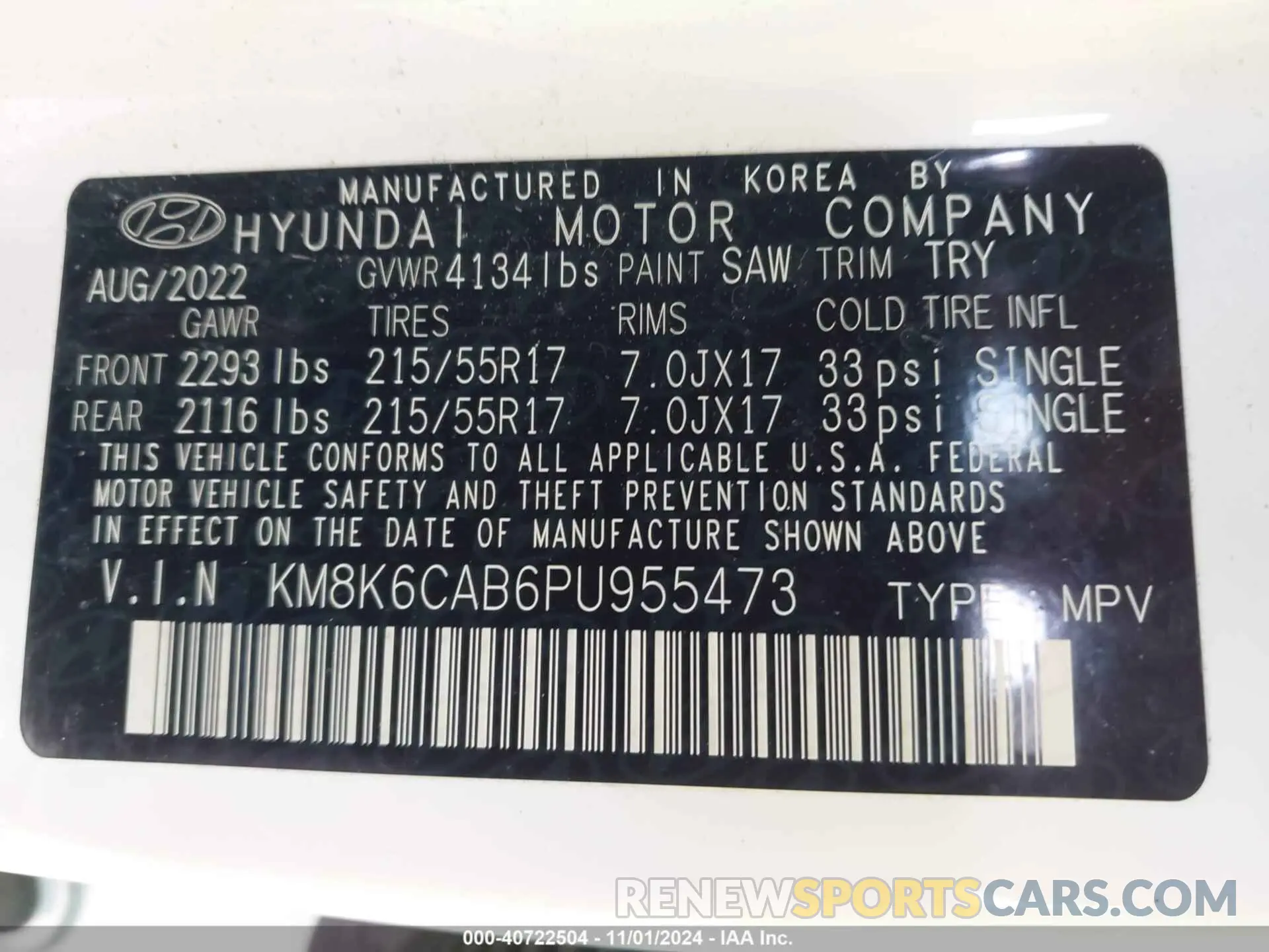 9 Photograph of a damaged car KM8K6CAB6PU955473 HYUNDAI KONA 2023