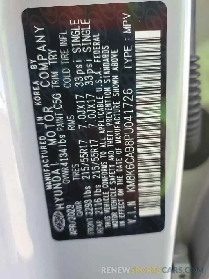 12 Photograph of a damaged car KM8K6CAB8PU041726 HYUNDAI KONA 2023