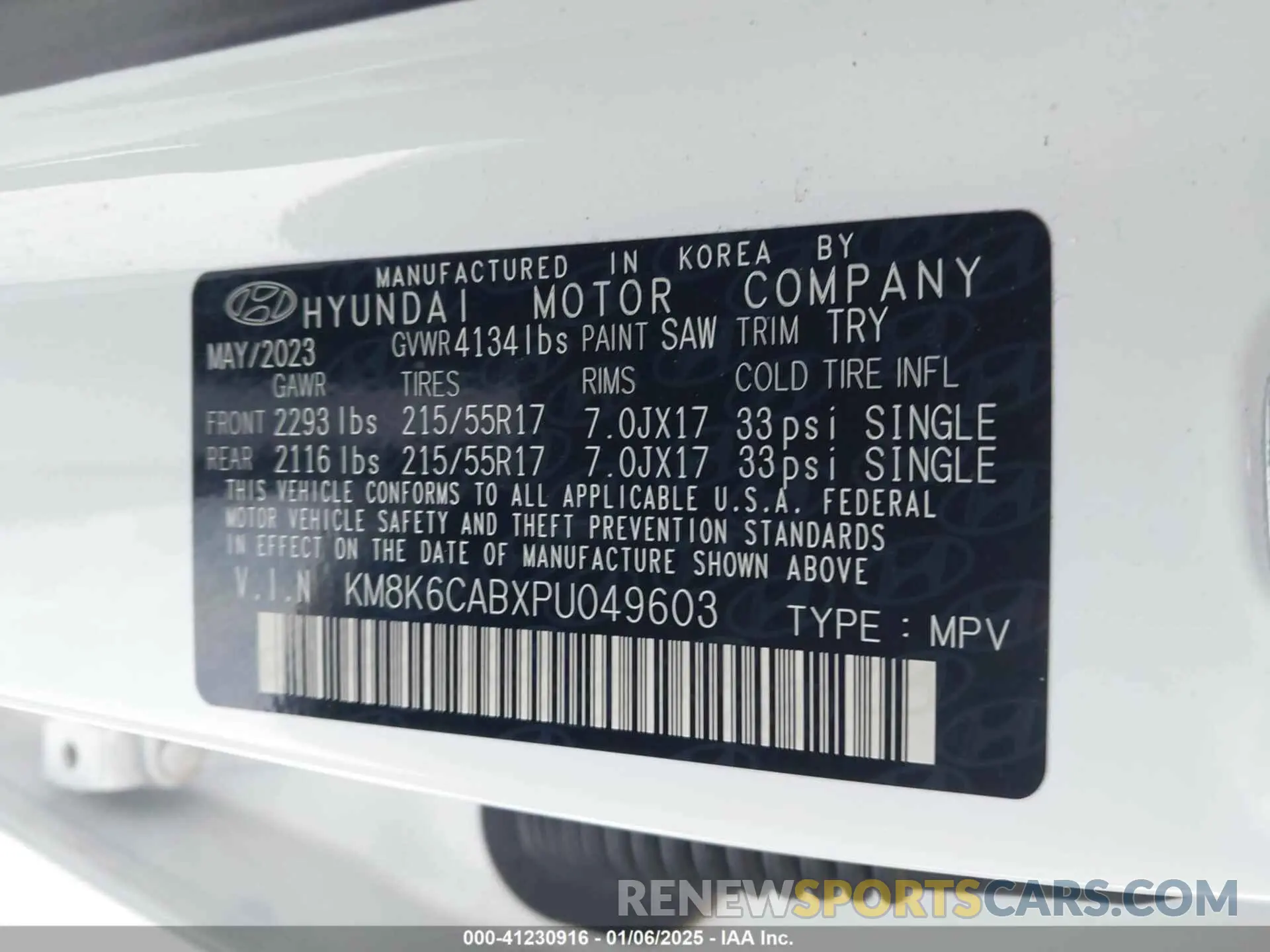 9 Photograph of a damaged car KM8K6CABXPU049603 HYUNDAI KONA 2023