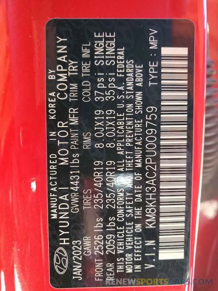 13 Photograph of a damaged car KM8KH3AC2PU009759 HYUNDAI KONA 2023