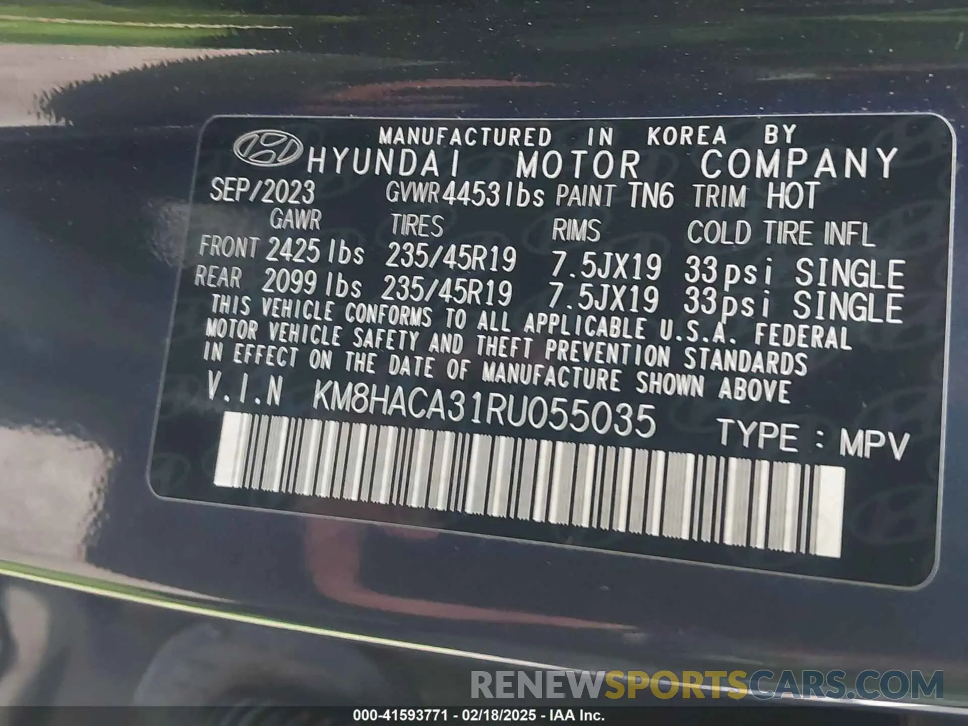 9 Photograph of a damaged car KM8HACA31RU055035 HYUNDAI KONA 2024