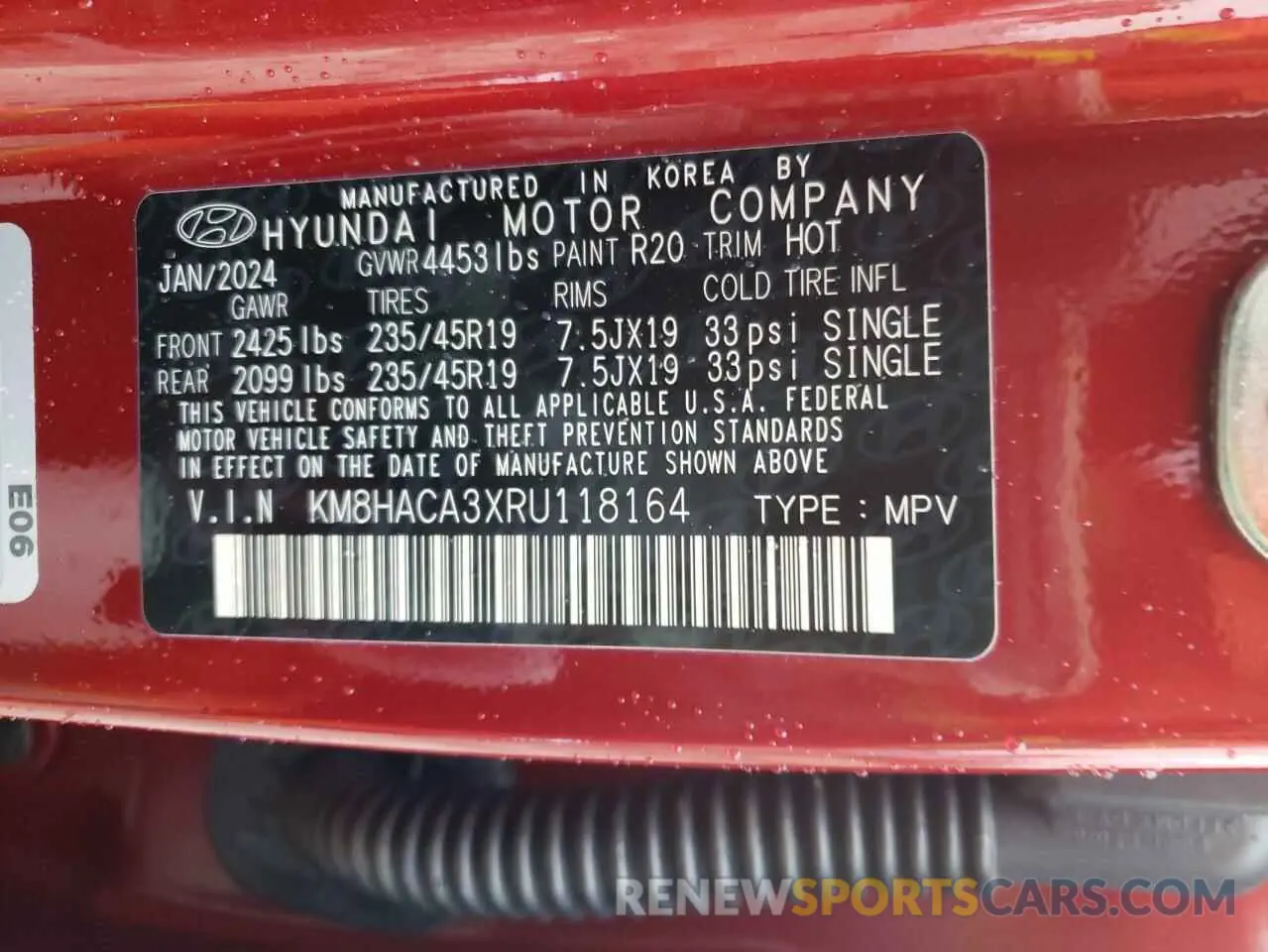 13 Photograph of a damaged car KM8HACA3XRU118164 HYUNDAI KONA 2024