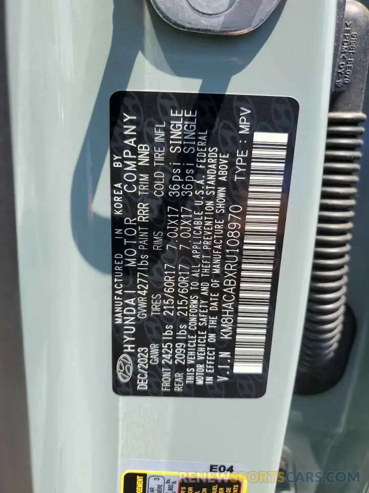 14 Photograph of a damaged car KM8HACABXRU108970 HYUNDAI KONA 2024
