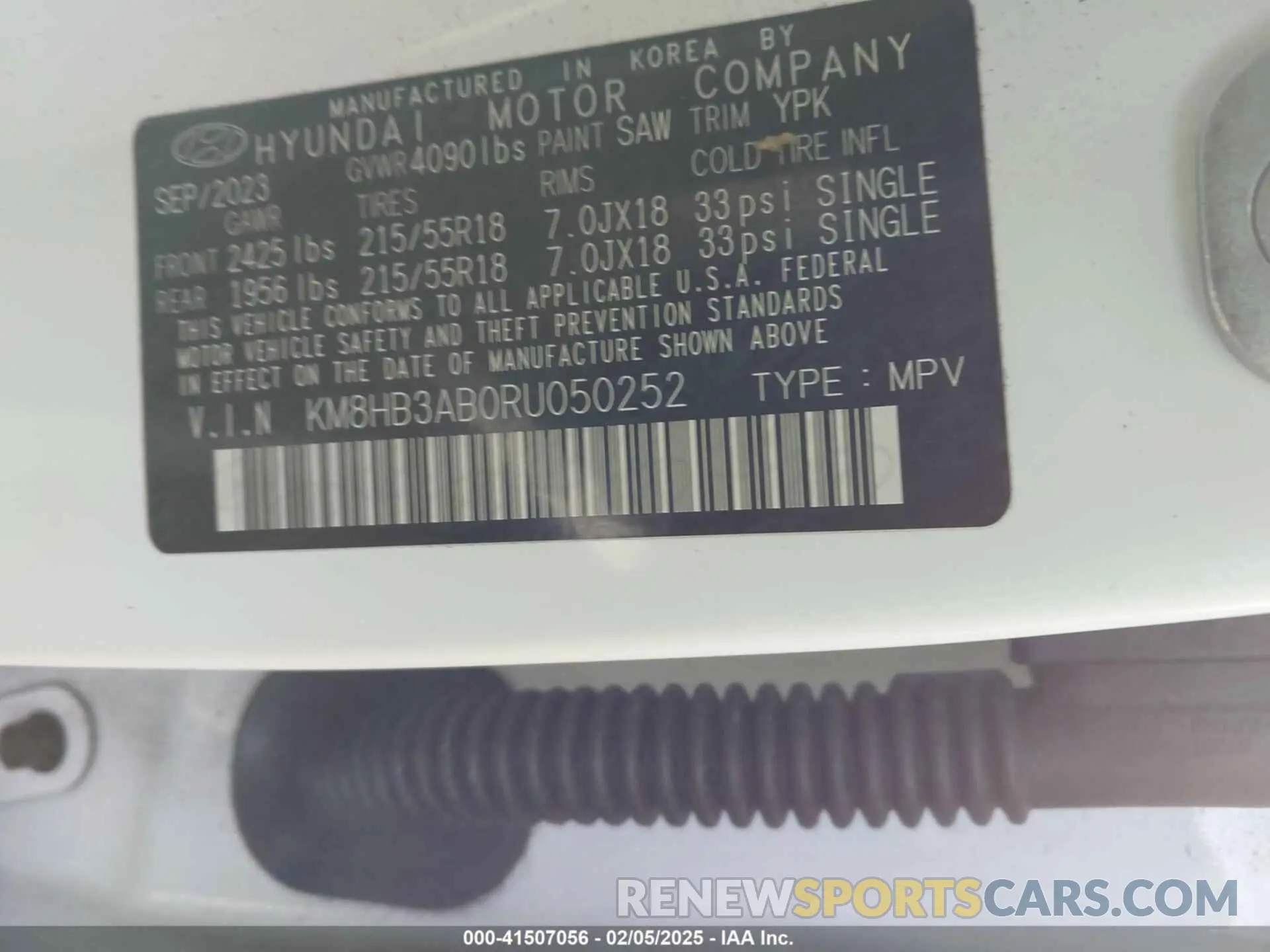 9 Photograph of a damaged car KM8HB3AB0RU050252 HYUNDAI KONA 2024