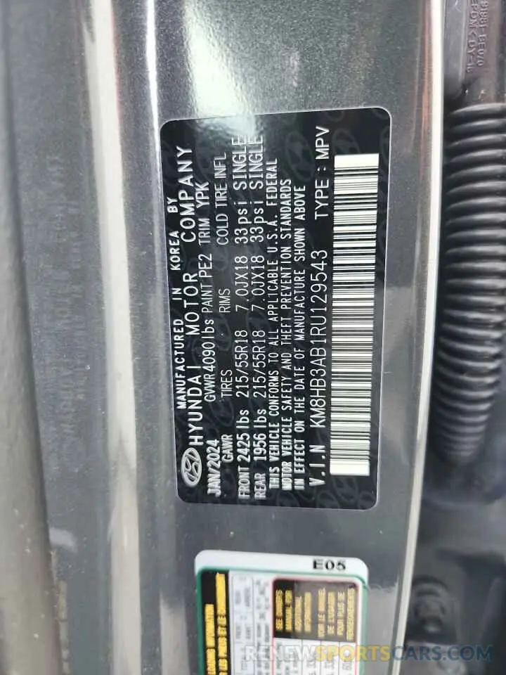 13 Photograph of a damaged car KM8HB3AB1RU129543 HYUNDAI KONA 2024