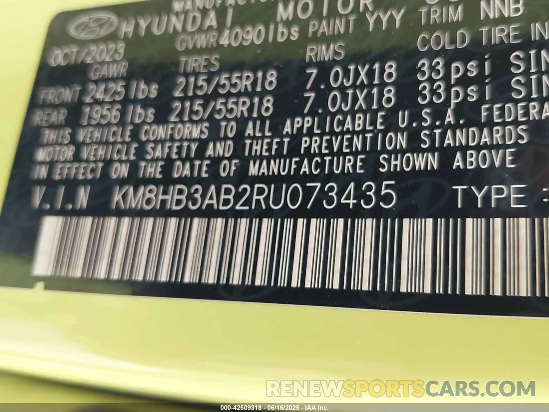 9 Photograph of a damaged car KM8HB3AB2RU073435 HYUNDAI KONA 2024