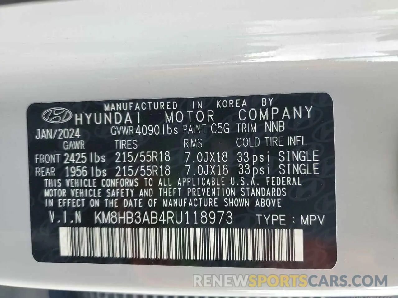 15 Photograph of a damaged car KM8HB3AB4RU118973 HYUNDAI KONA 2024