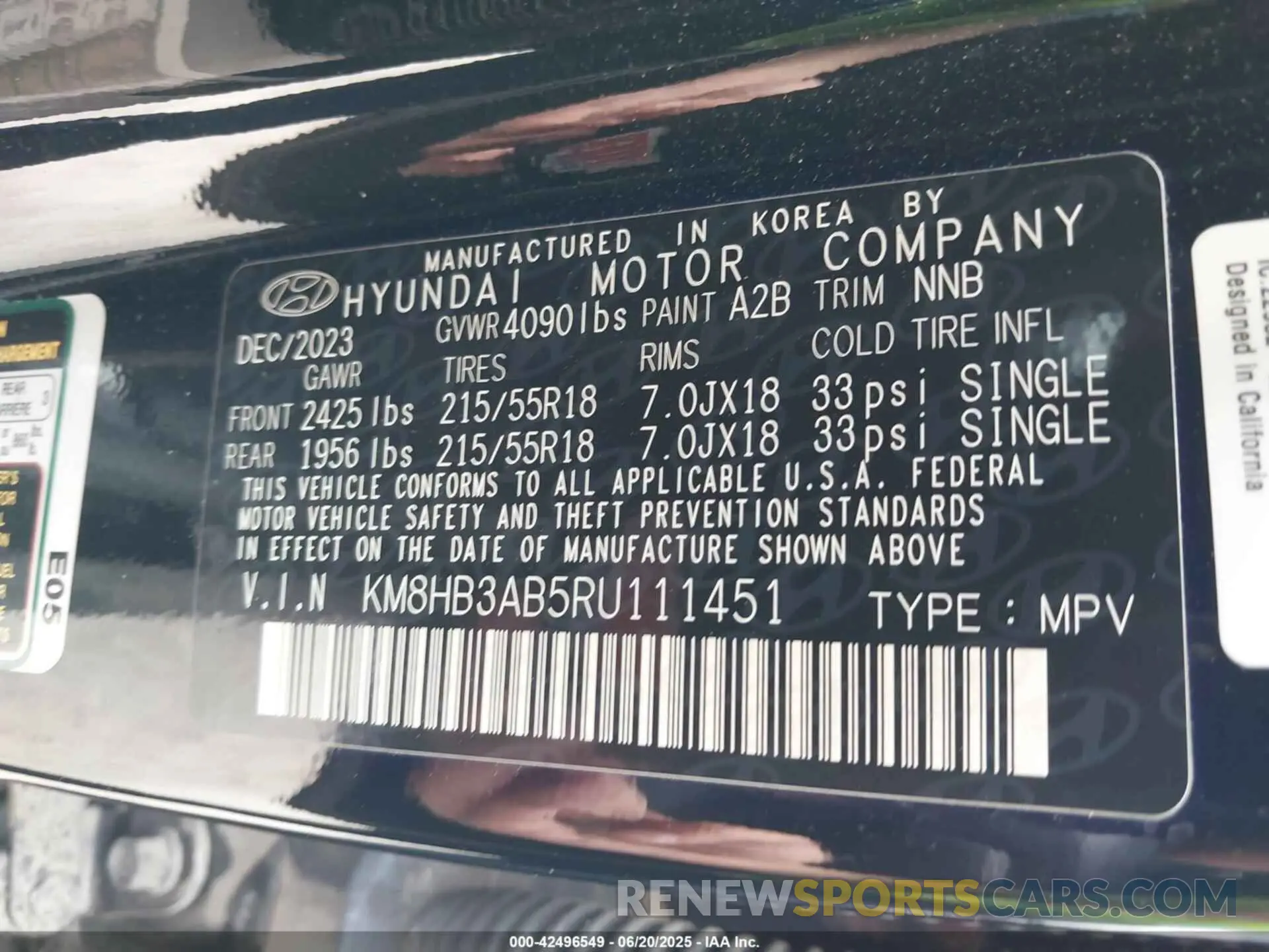 9 Photograph of a damaged car KM8HB3AB5RU111451 HYUNDAI KONA 2024