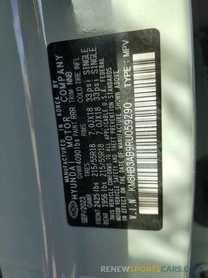 13 Photograph of a damaged car KM8HB3AB9RU059290 HYUNDAI KONA 2024