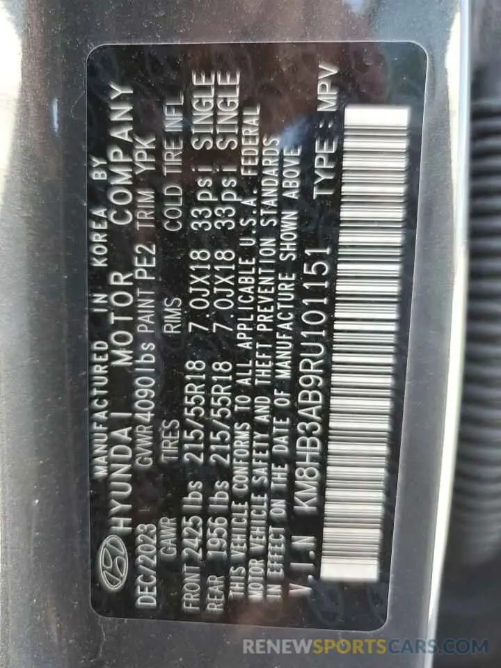 15 Photograph of a damaged car KM8HB3AB9RU101151 HYUNDAI KONA 2024