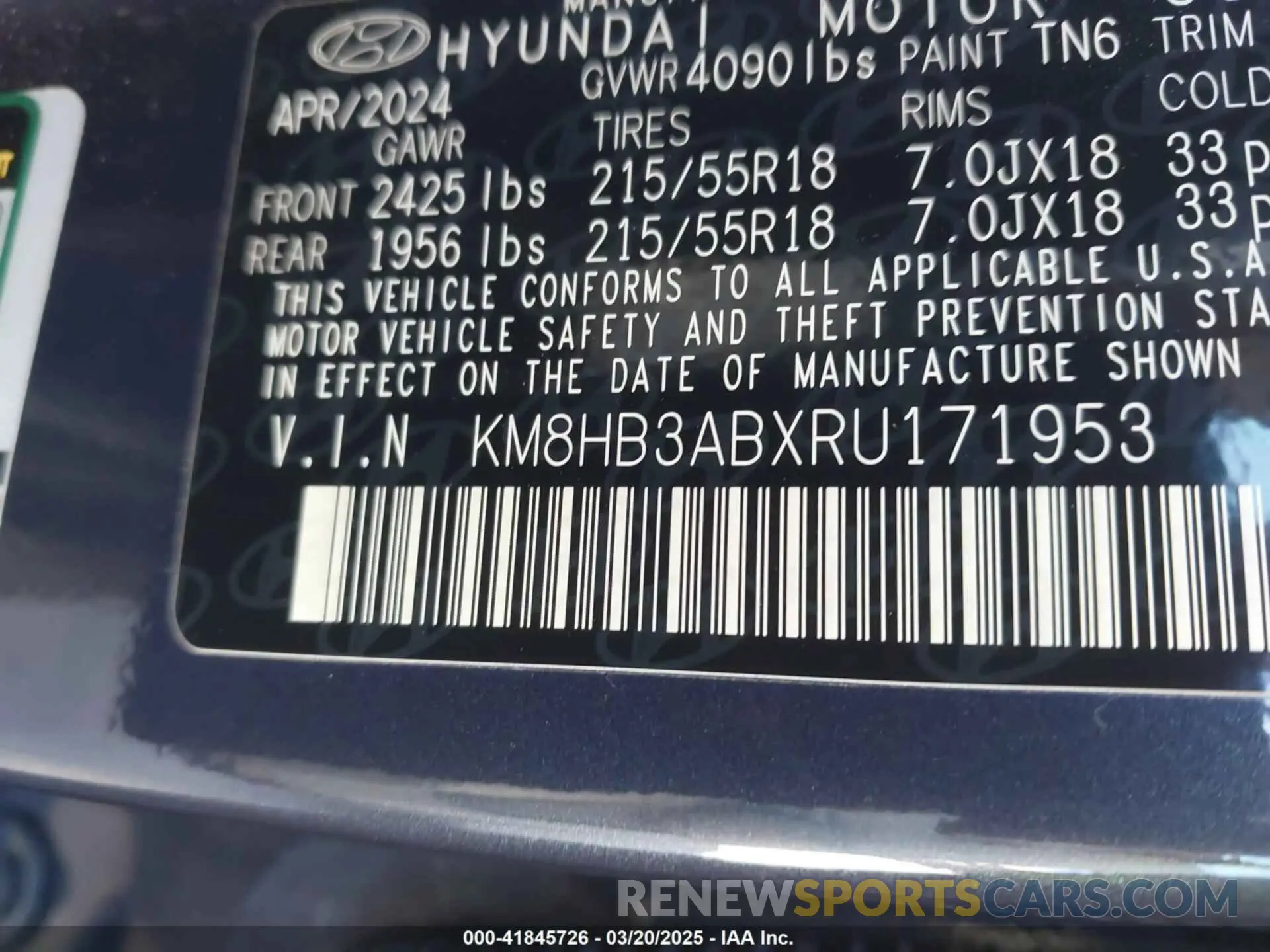 9 Photograph of a damaged car KM8HB3ABXRU171953 HYUNDAI KONA 2024
