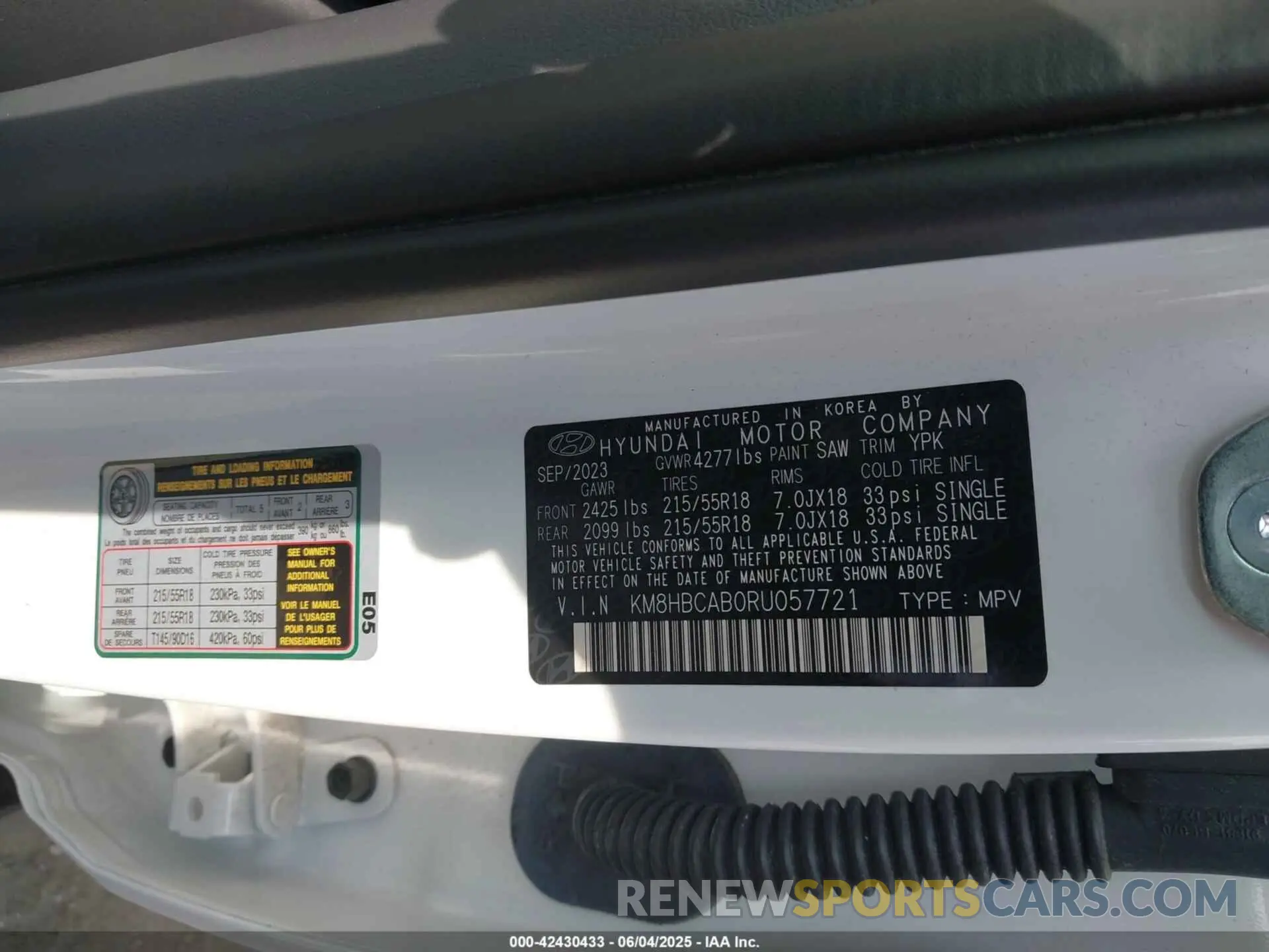 9 Photograph of a damaged car KM8HBCAB0RU057721 HYUNDAI KONA 2024