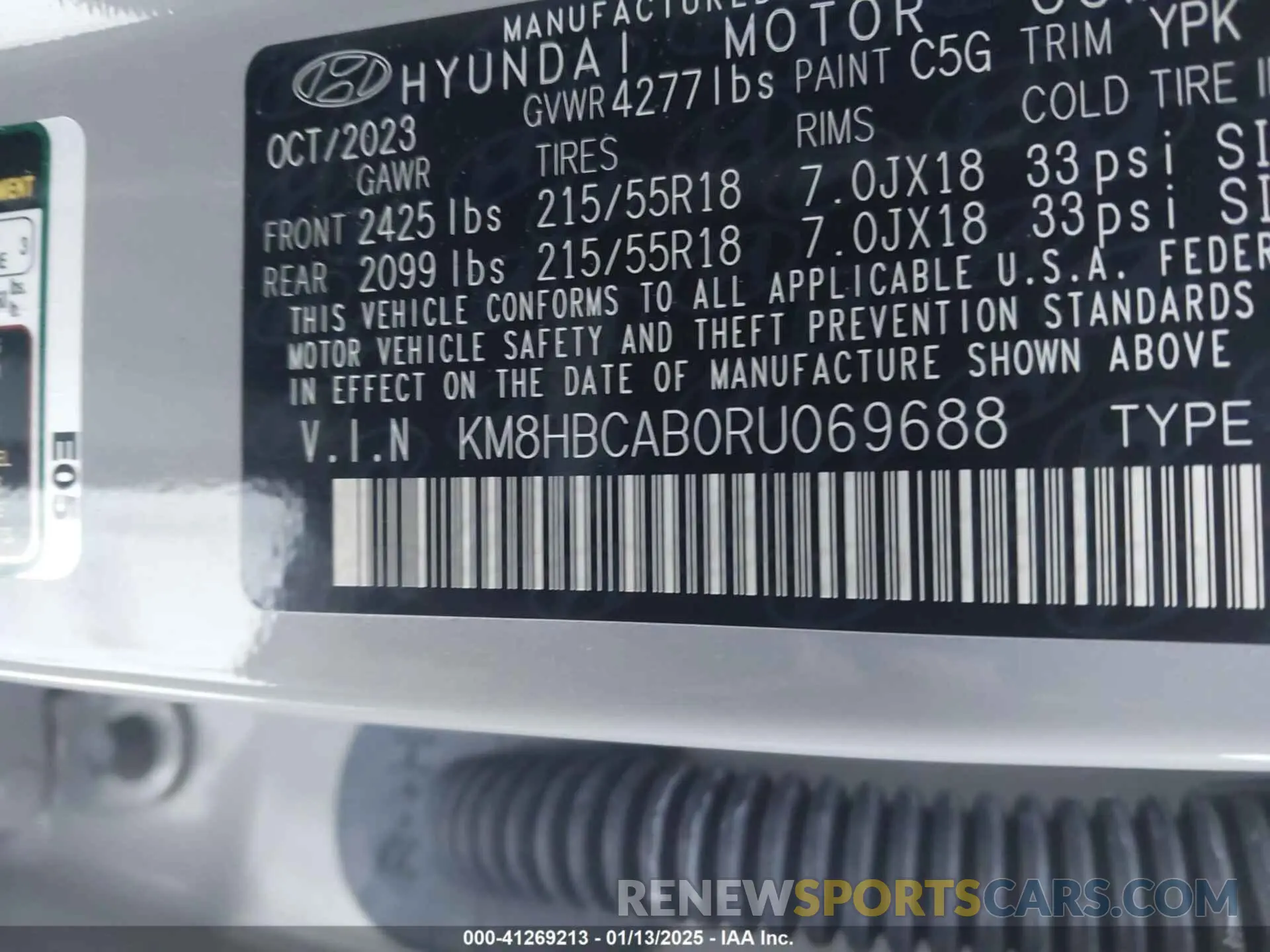 9 Photograph of a damaged car KM8HBCAB0RU069688 HYUNDAI KONA 2024
