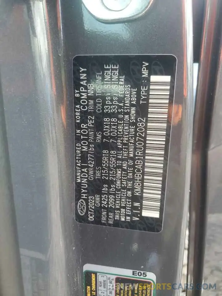 14 Photograph of a damaged car KM8HBCAB1RU072082 HYUNDAI KONA 2024
