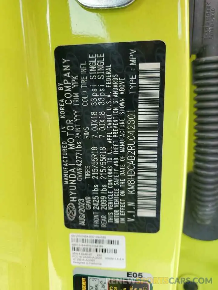 12 Photograph of a damaged car KM8HBCAB2RU042301 HYUNDAI KONA 2024