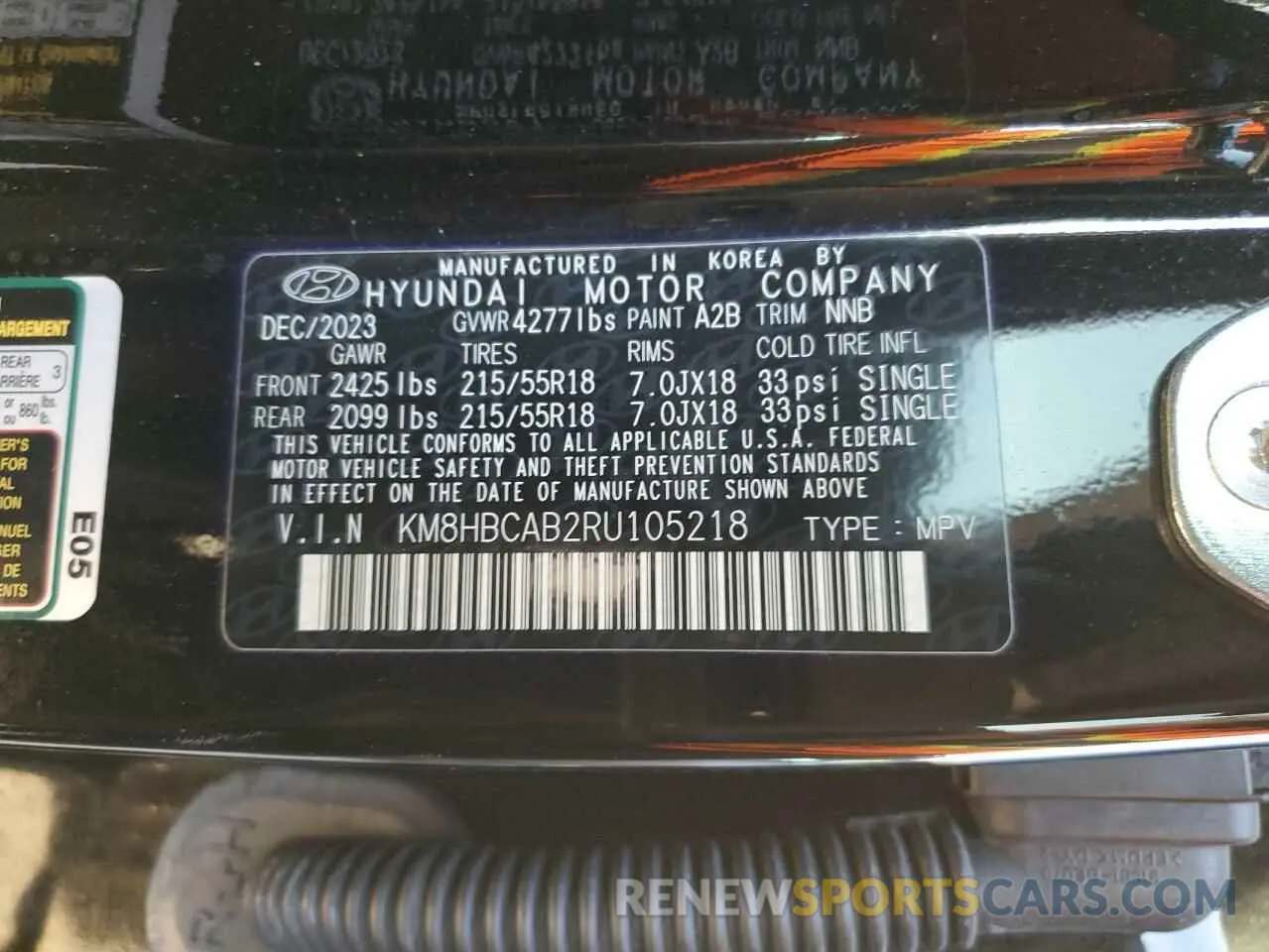 13 Photograph of a damaged car KM8HBCAB2RU105218 HYUNDAI KONA 2024