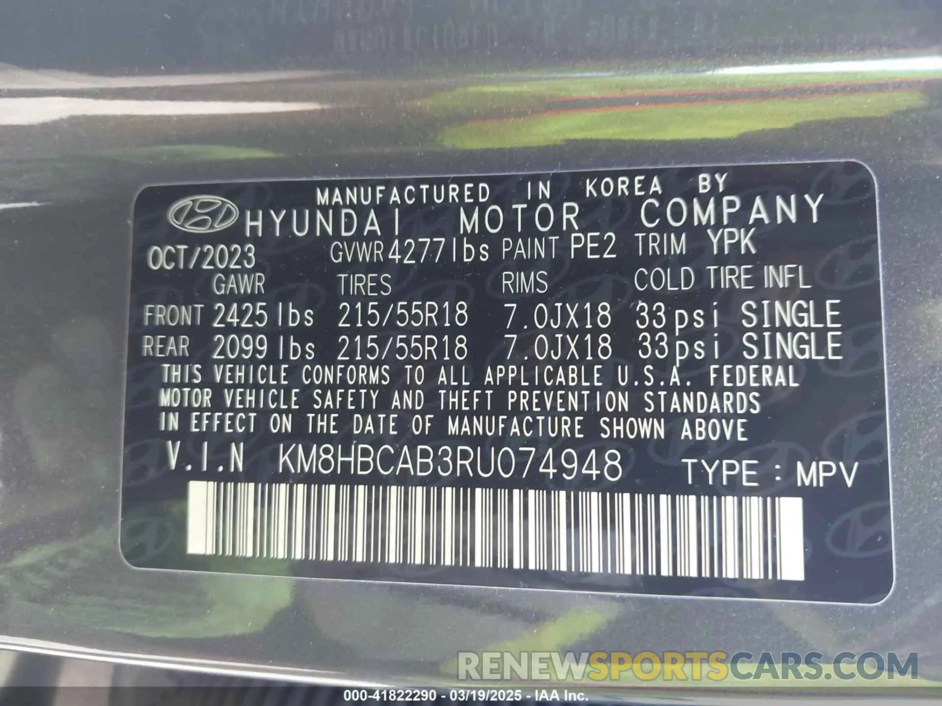 9 Photograph of a damaged car KM8HBCAB3RU074948 HYUNDAI KONA 2024