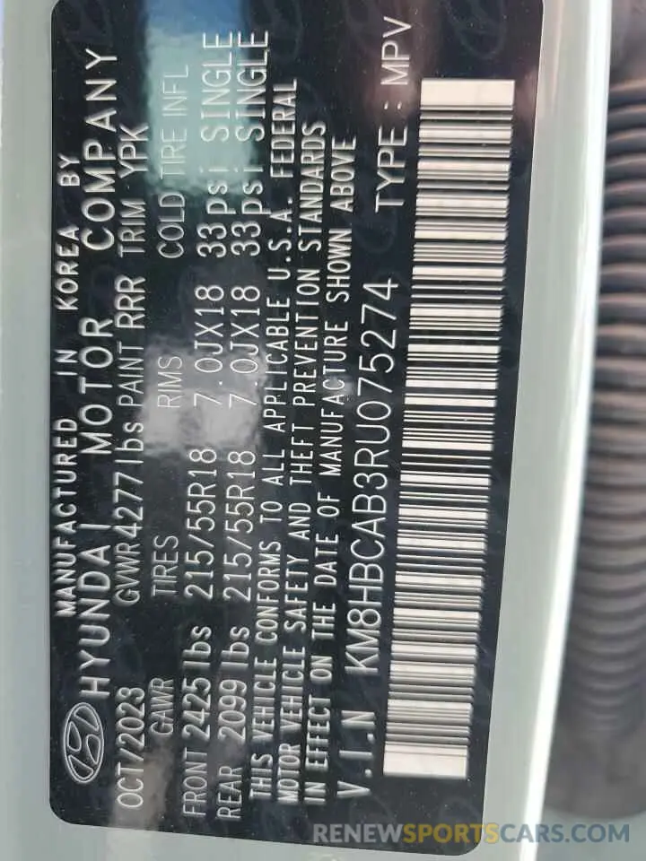 13 Photograph of a damaged car KM8HBCAB3RU075274 HYUNDAI KONA 2024