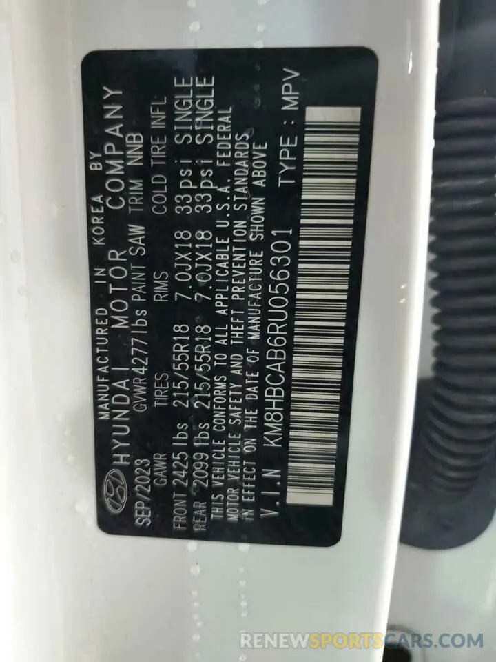 12 Photograph of a damaged car KM8HBCAB6RU056301 HYUNDAI KONA 2024