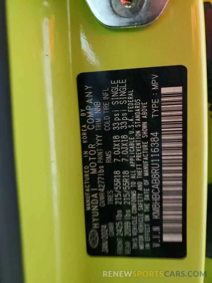13 Photograph of a damaged car KM8HBCAB8RU116384 HYUNDAI KONA 2024