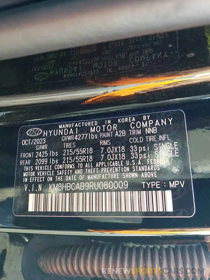 13 Photograph of a damaged car KM8HBCAB9RU080009 HYUNDAI KONA 2024