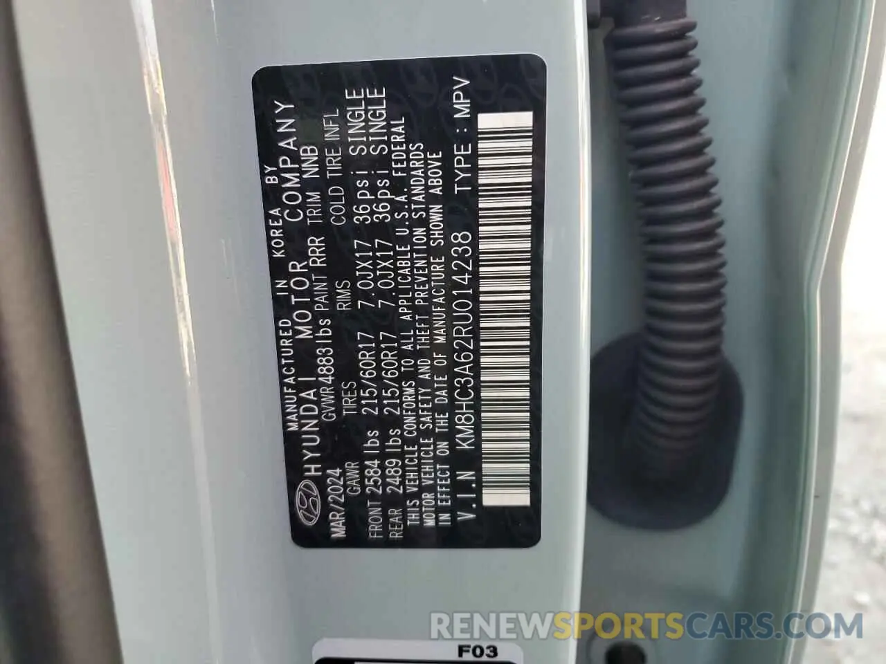 13 Photograph of a damaged car KM8HC3A62RU014238 HYUNDAI KONA 2024