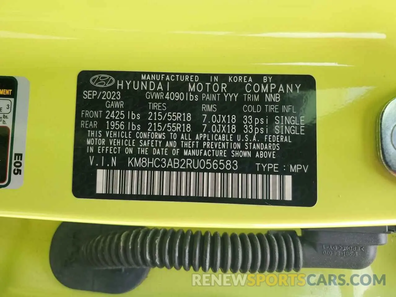 13 Photograph of a damaged car KM8HC3AB2RU056583 HYUNDAI KONA 2024