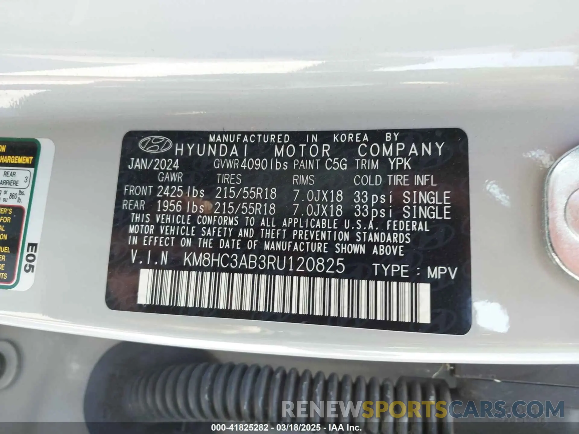9 Photograph of a damaged car KM8HC3AB3RU120825 HYUNDAI KONA 2024