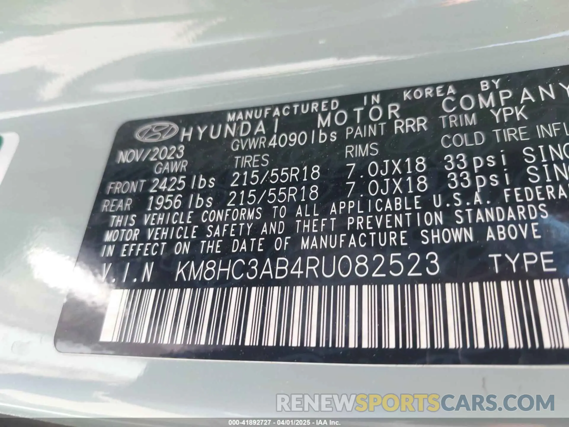 9 Photograph of a damaged car KM8HC3AB4RU082523 HYUNDAI KONA 2024