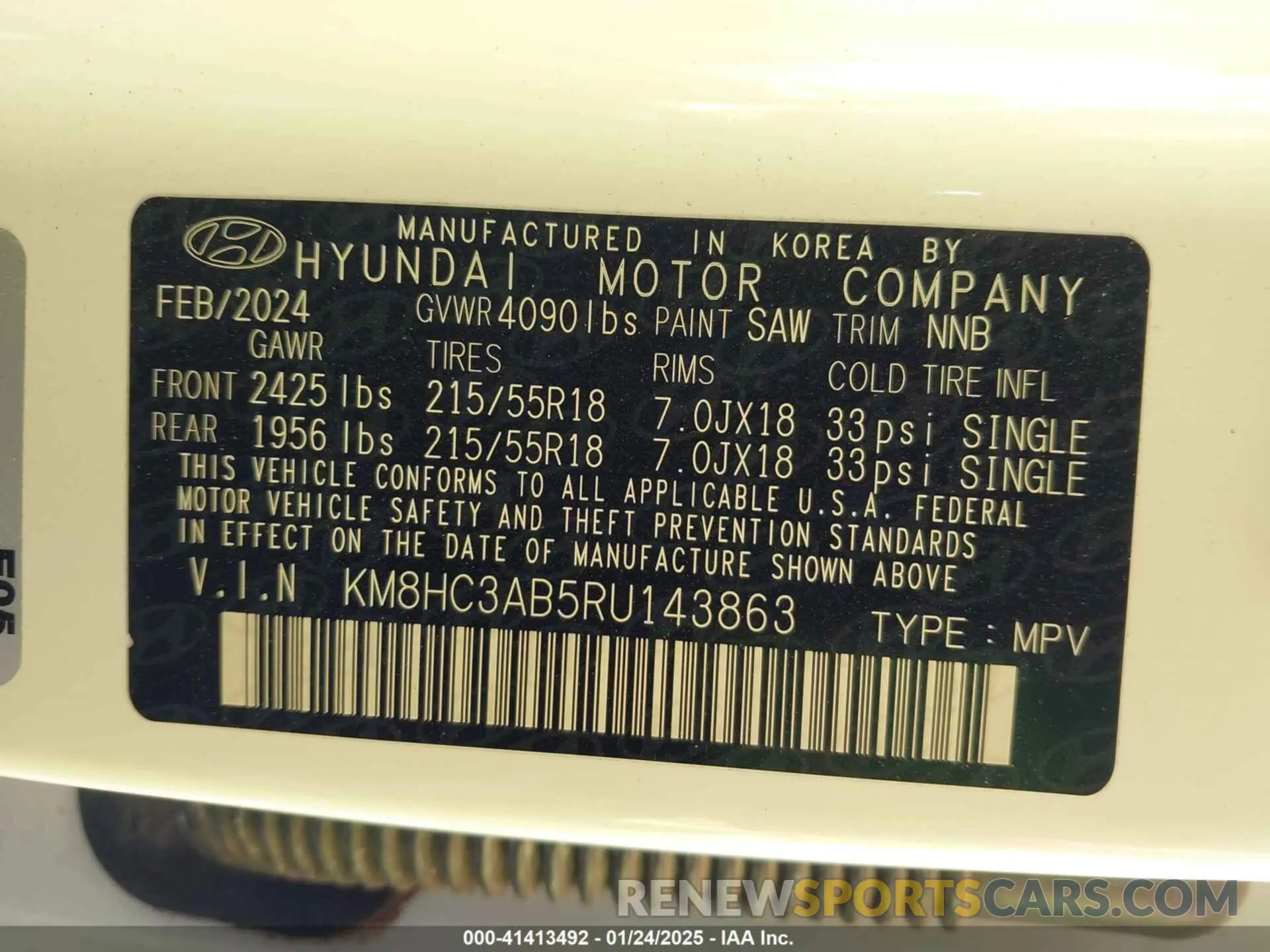 9 Photograph of a damaged car KM8HC3AB5RU143863 HYUNDAI KONA 2024