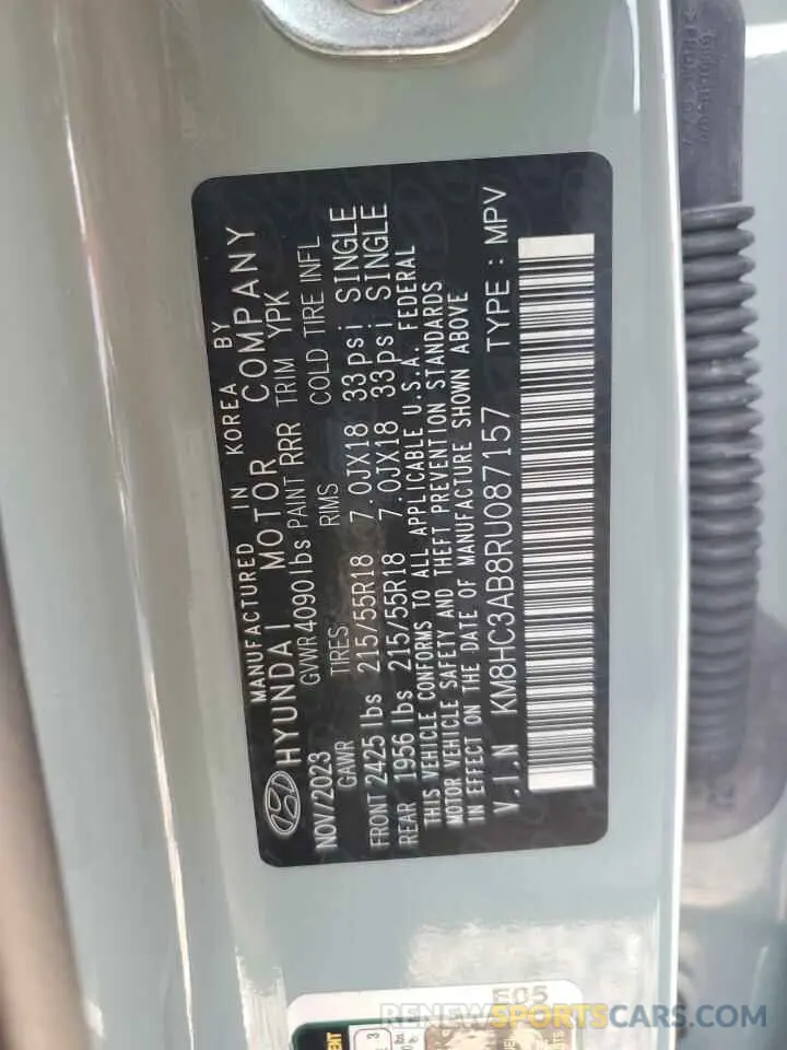 13 Photograph of a damaged car KM8HC3AB8RU087157 HYUNDAI KONA 2024