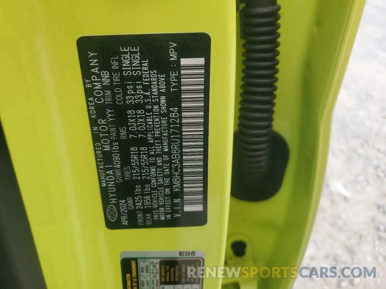 14 Photograph of a damaged car KM8HC3AB8RU171284 HYUNDAI KONA 2024